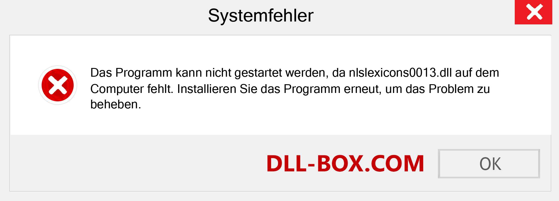 nlslexicons0013.dll-Datei fehlt?. Download für Windows 7, 8, 10 - Fix nlslexicons0013 dll Missing Error unter Windows, Fotos, Bildern