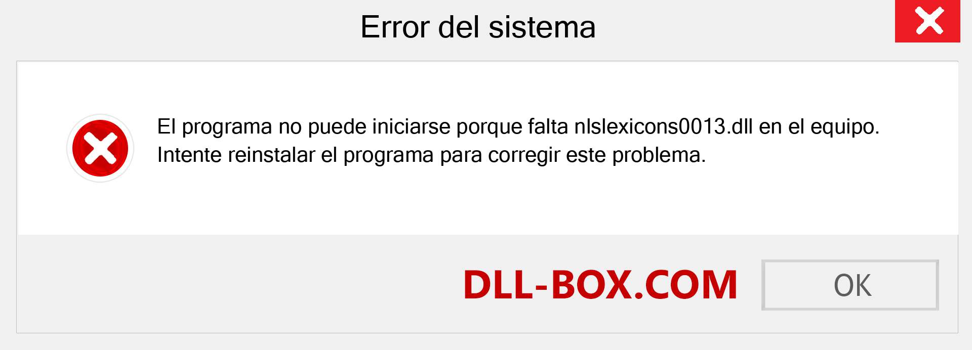 ¿Falta el archivo nlslexicons0013.dll ?. Descargar para Windows 7, 8, 10 - Corregir nlslexicons0013 dll Missing Error en Windows, fotos, imágenes