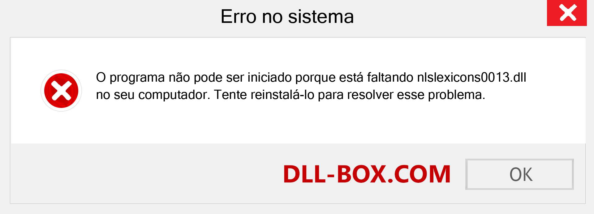 Arquivo nlslexicons0013.dll ausente ?. Download para Windows 7, 8, 10 - Correção de erro ausente nlslexicons0013 dll no Windows, fotos, imagens